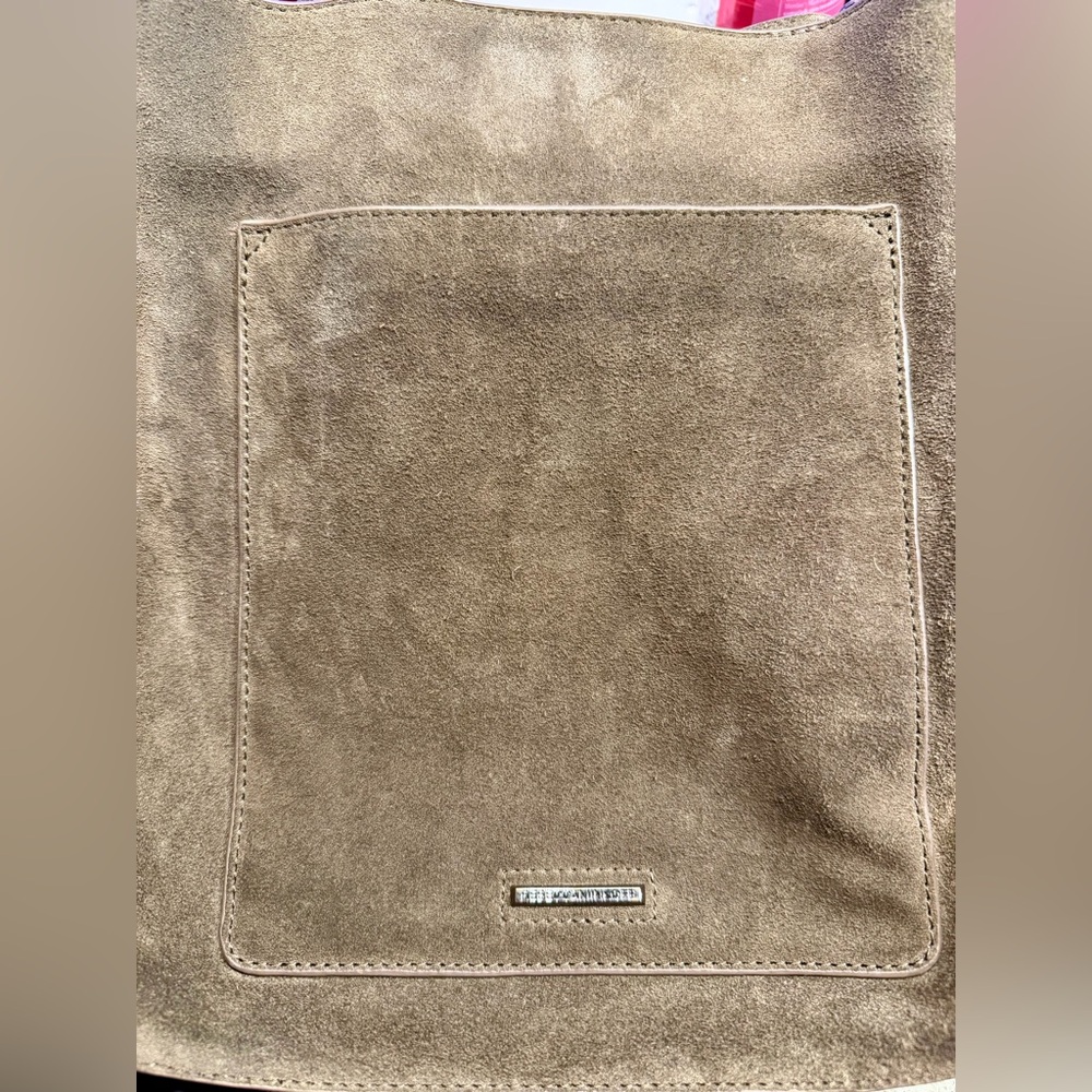 Rebecca Minkoff Darren dark gray Suede Crossbody Bag.